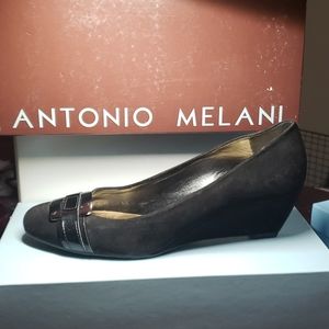 Black Suede wedge women's dress shoes